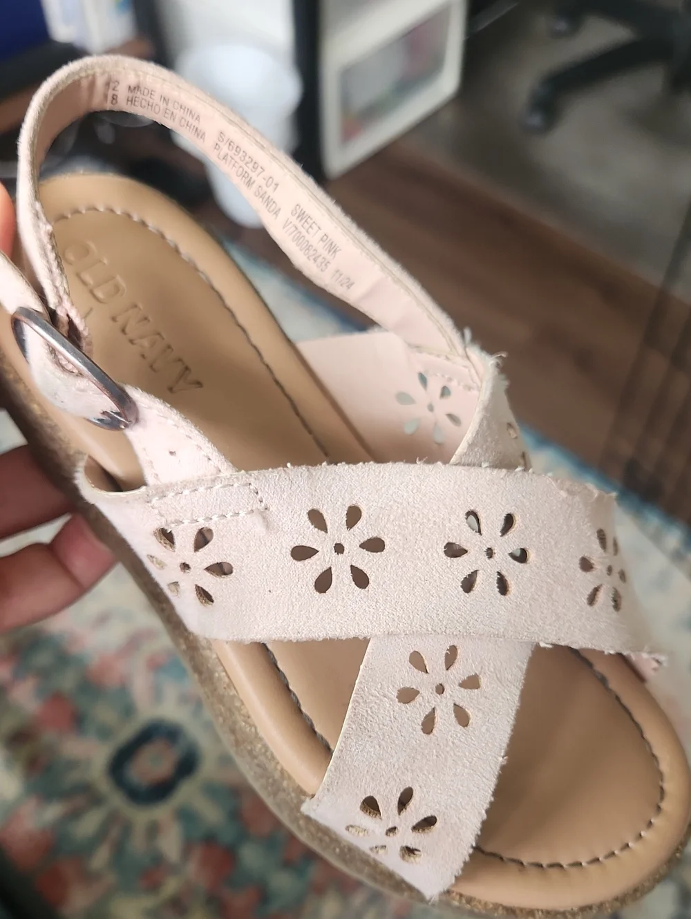 4 Pairs Of Girl's Shoes. Old Navy Sandals, 2 Flats, Merrell Water Shoes Sz 12